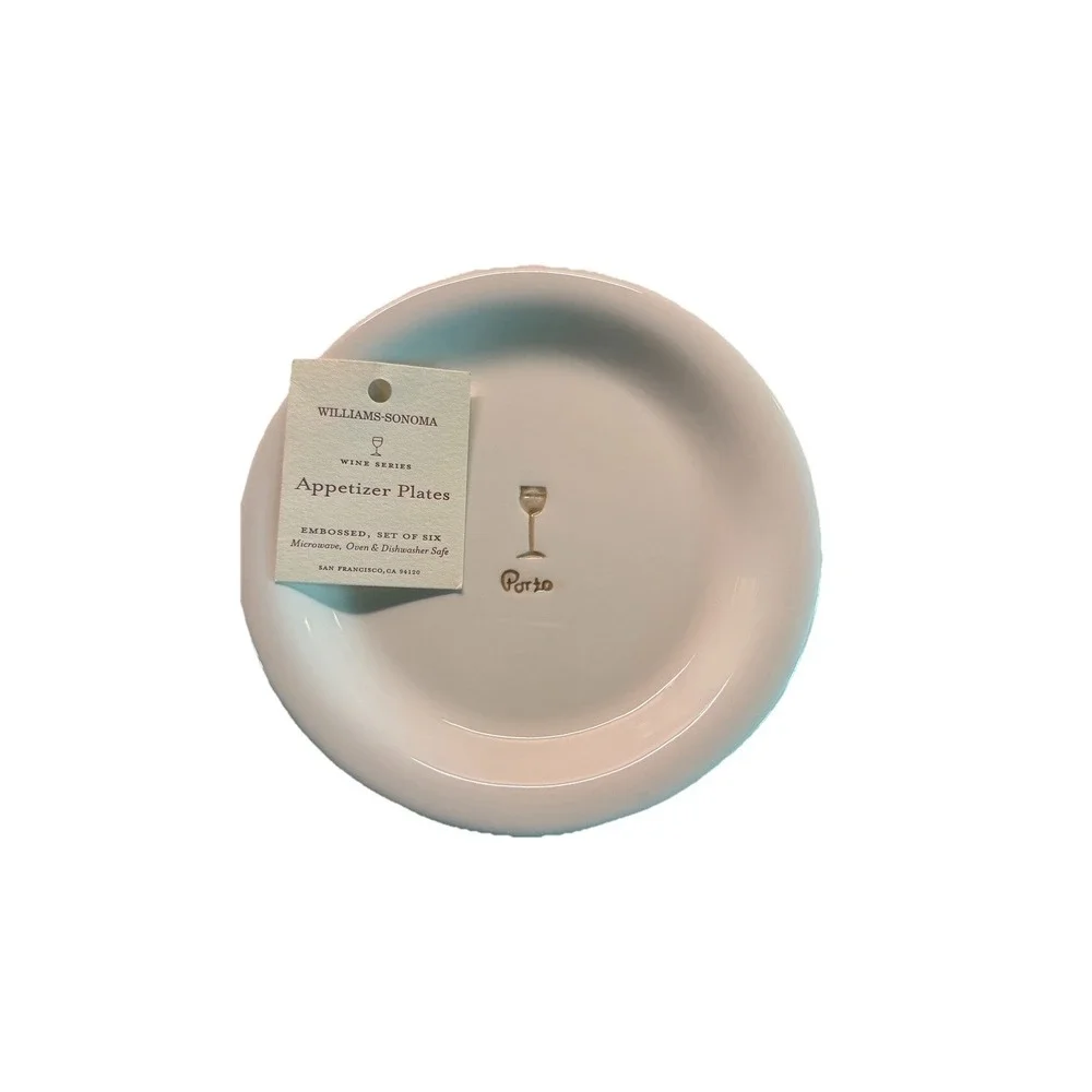 Williams Sonoma Wine Series‎ Appetizer Plates Set of 6 w/ Box Cheese Charcuterie
